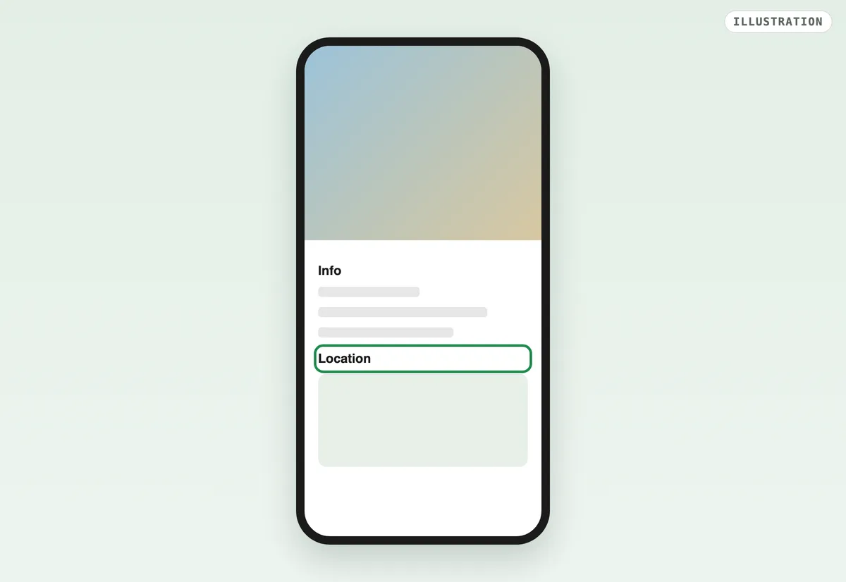 Illustration of an iPhone photo with its Info panel open and the Location map