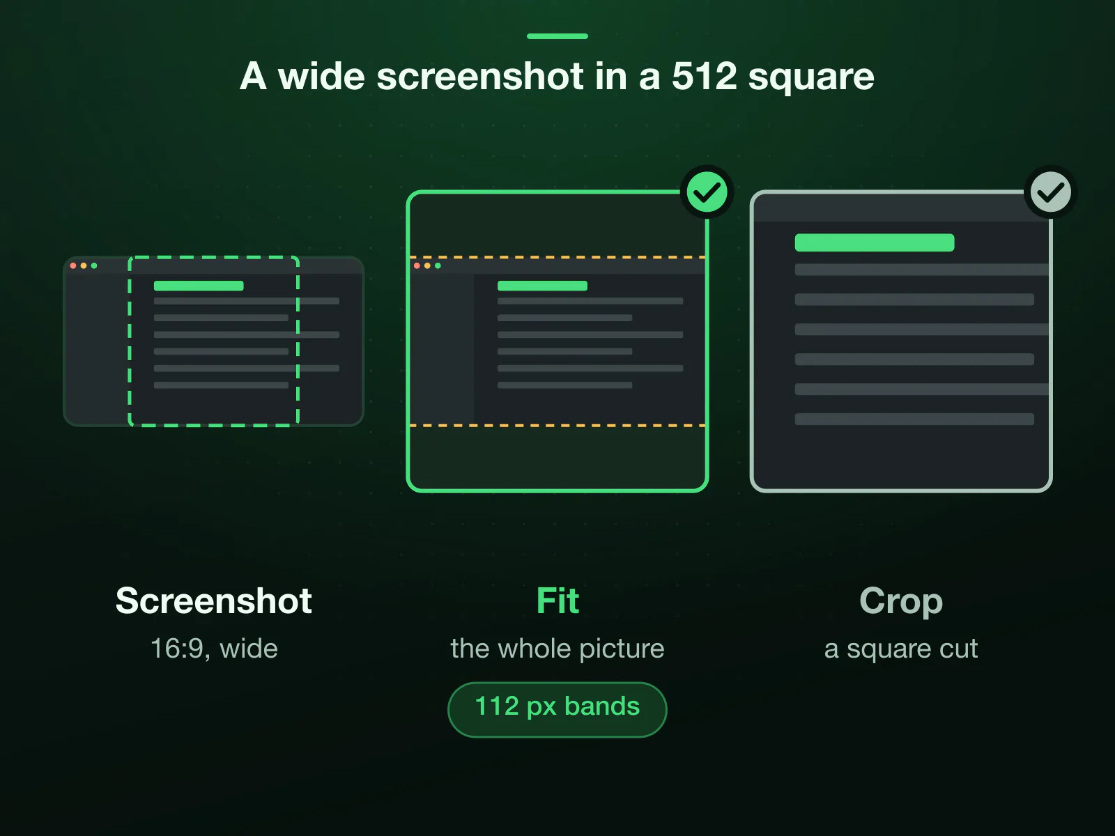 A 16:9 screenshot made into a 512 × 512 Discord PFP two ways: Fit keeps the whole picture with bands of 112 pixels above and below; Crop cuts a square from it, the better choice for a photo of a face.