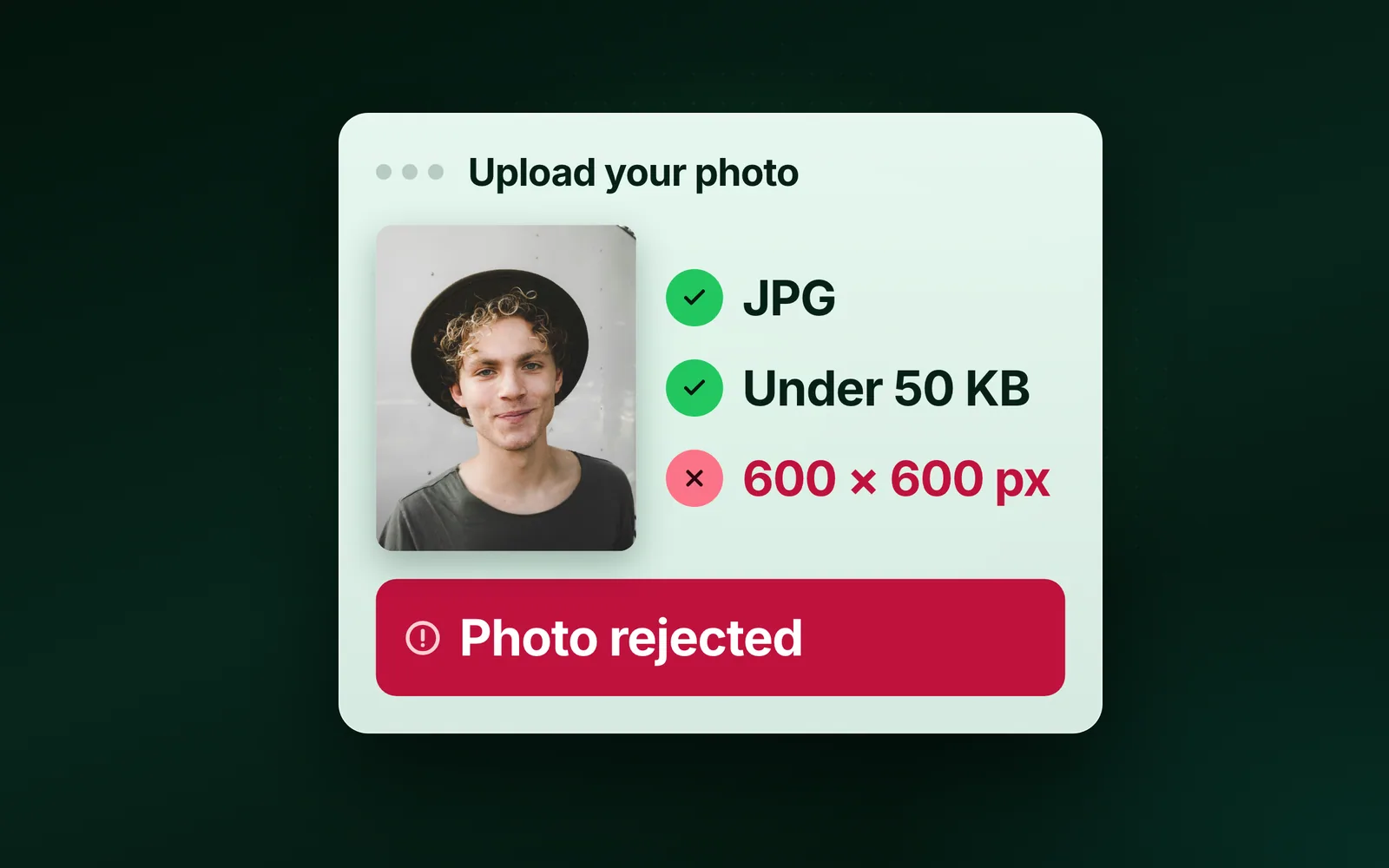 Photo not uploading in online form? Why a 50 KB file still fails