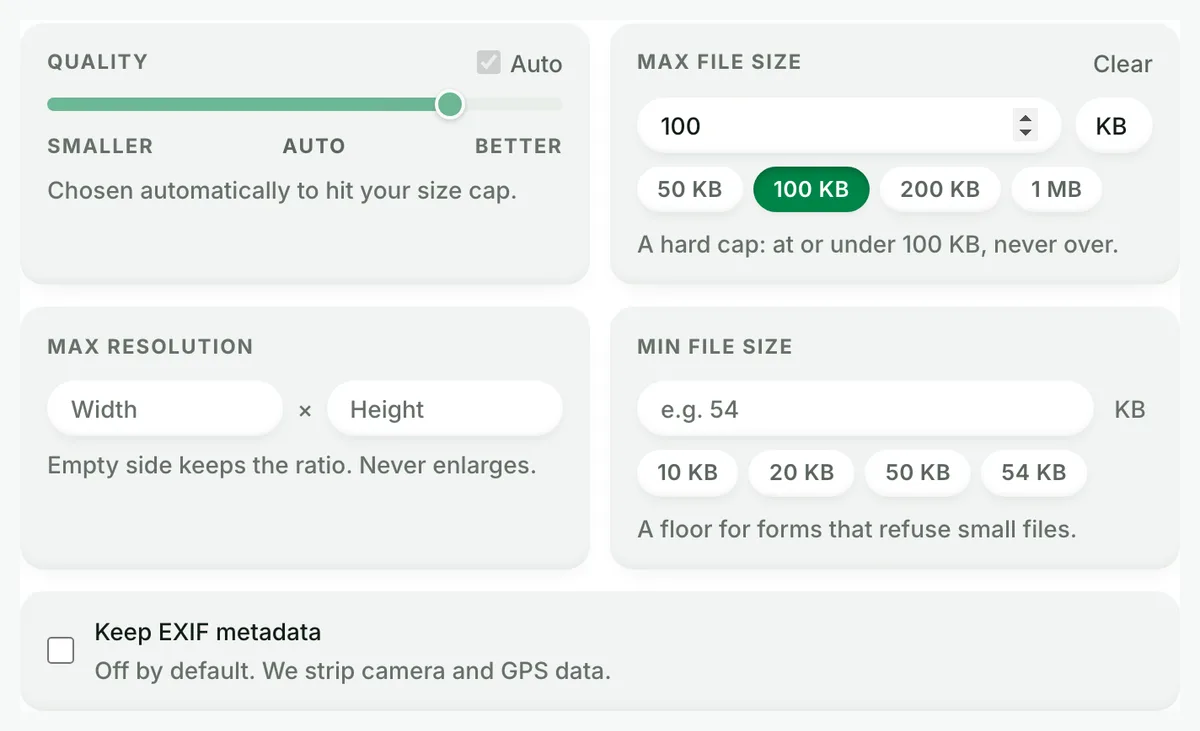 Convert WebP to JPG under 100 KB: the real tool on this page