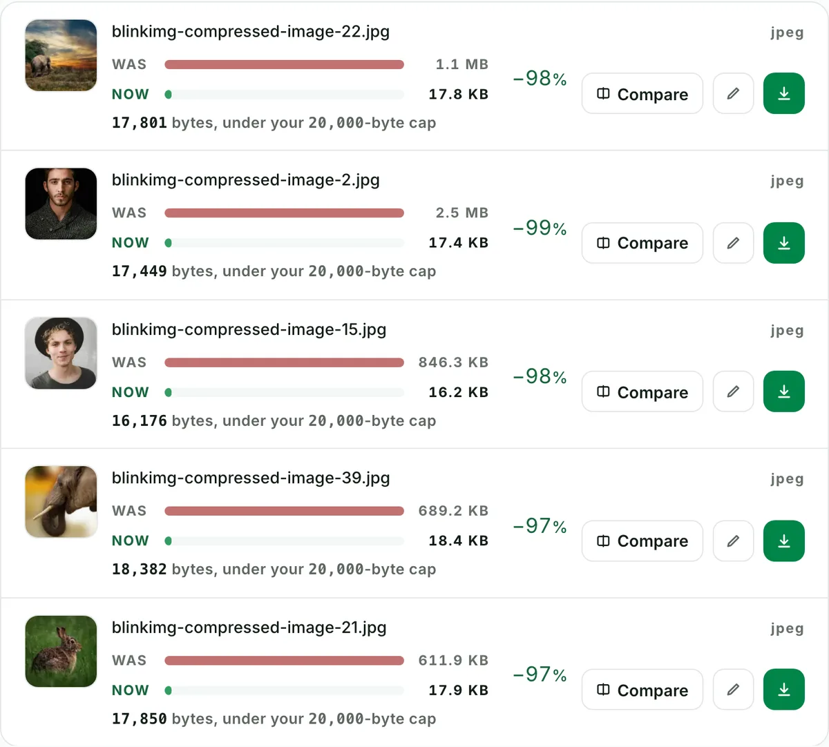 Compress images to 20 KB, ten at a time: the real tool on this page