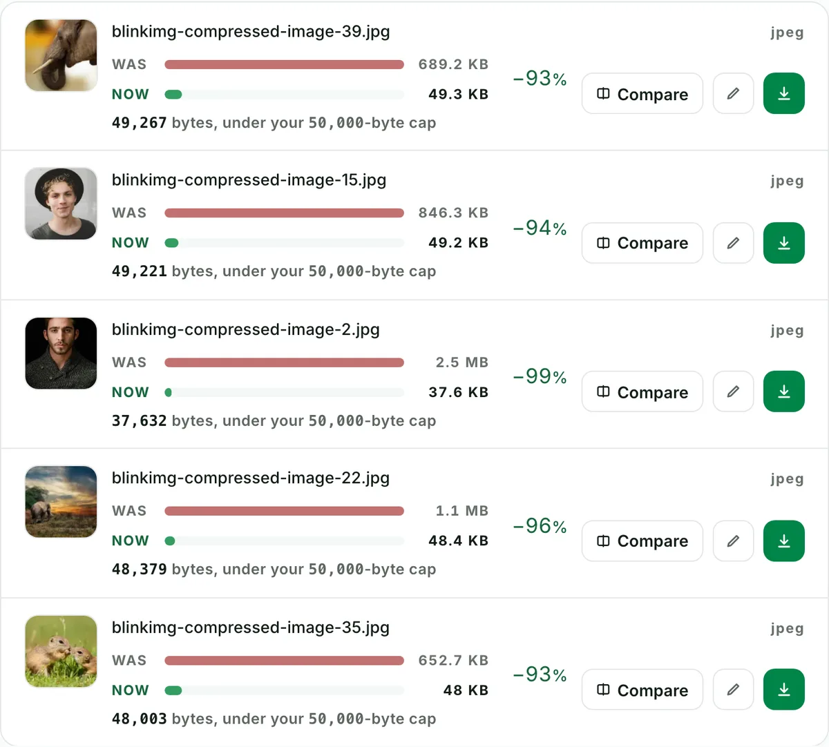 Compress images to 50 KB, ten at a time: the real tool on this page